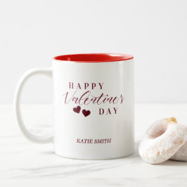 Red Glitter Happy Valentine's Day Hearts Två-Tonad Mugg