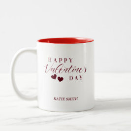 Red Glitter Happy Valentine's Day Hearts Två-Tonad Mugg