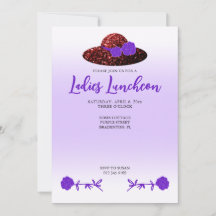 Red glitter hat lila lavender Dam Luncheon