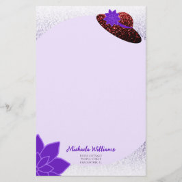 Red glitter hat lila lavender papper stationär La