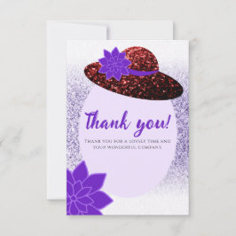 Red glitter hat lila lavender tack kort