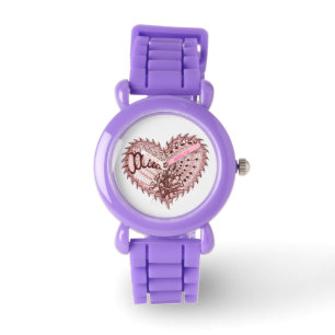 Red Glitter Heart Armbandsur