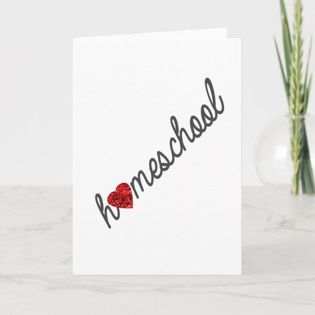 Red Glitter Heart Homeschool Greeting Card Kort (Framsida)