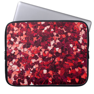 Red Glitter Heart: Minimalist Struktur. Laptop Fodral