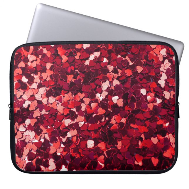 Red Glitter Heart: Minimalist Struktur. Laptop Fodral (Framsidan)