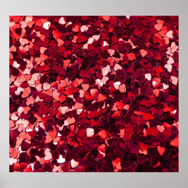 Red Glitter Heart: Minimalist Struktur. Poster (Framsidan)