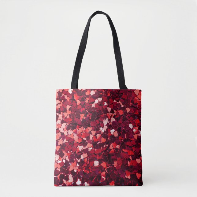 Red Glitter Heart: Minimalist Struktur. Tygkasse (Framsida)