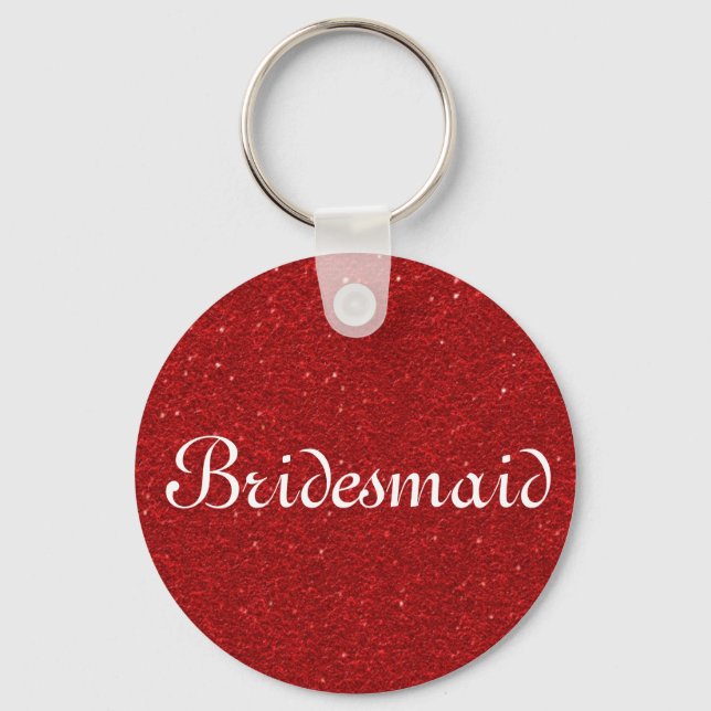 Red Glitter Heart Personlig Bridesmaid Nyckelring (Framsida)