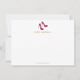 Red Glitter Heels Boutique Flat Notecard Anteckningskort