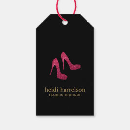 Red Glitter Heels Boutique Mode Black Presentetikett