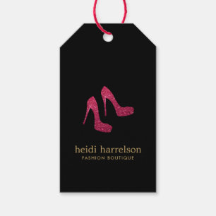 Red Glitter Heels Boutique Mode Black Presentetikett