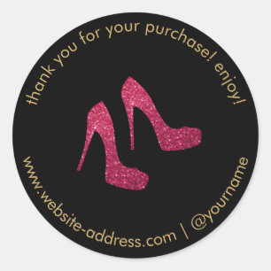 Red Glitter Heels Boutique, Postmark Seller Black Runt Klistermärke