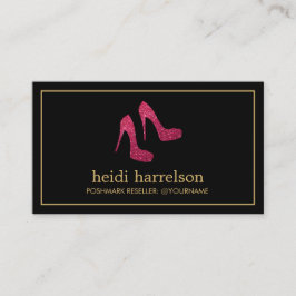Red Glitter Heels Boutique, Postmark Seller Black Visitkort