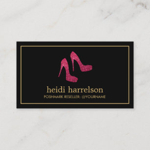 Red Glitter Heels Boutique, Postmark Seller Black Visitkort