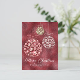 Red Glitter jul Ornament Elegant Helg Vykort