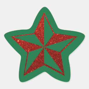 Red Glitter jul Star Stjärnformat Klistermärke