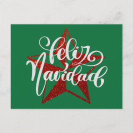 Red Glitter jul Star Vykort