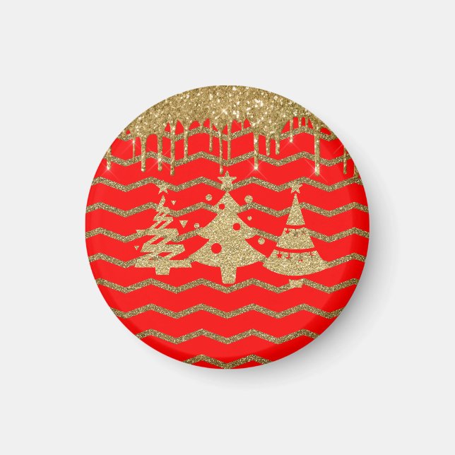 Red glitter julgran magnet (Framsidan)