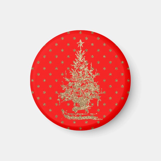 Red glitter julgran magnet (Framsidan)