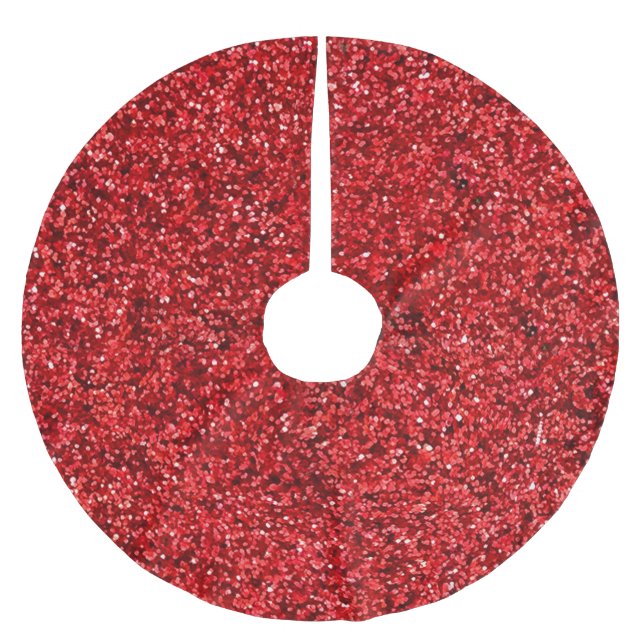 Red Glitter Julgransmatta Borstad Polyester (Framsidan)
