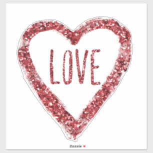 Red Glitter Kärlek Heart Klistermärken