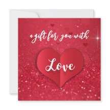 Red Glitter Kärlek Heart Valentine Day Gift Card