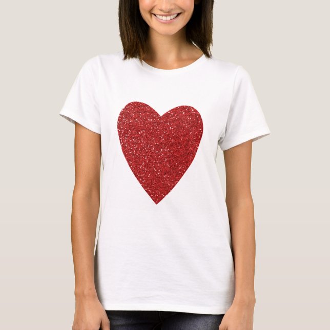 Red glitter kärlek hjärta t-shirt (Framsida)