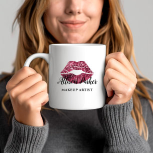 Red Glitter Kiss Läppar Business Makeup Artist Kaffemugg