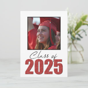Red Glitter, klass 2025, fotomeddelande Inbjudningar