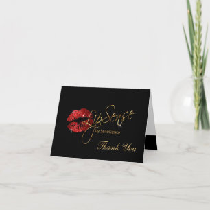 Red Glitter Läppar Tack Kort
