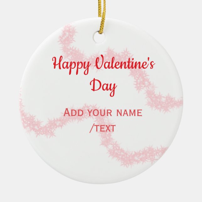 Red glitter lines happy Valentine's day spiral nam Julgransprydnad Keramik (Framsidan)