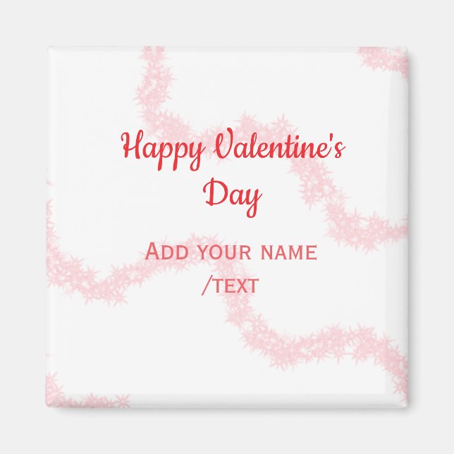 Red glitter lines happy Valentine's day spiral nam Magnet (Framsidan)