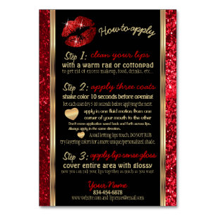 Red Glitter Lip How to Apply Instructions Bordsnummer