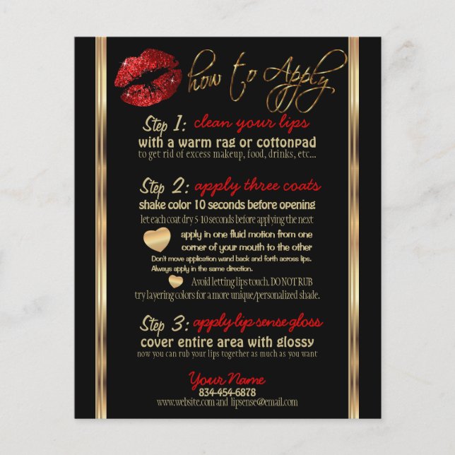 Red Glitter Lip Instructions Flygblad (Framsidan)