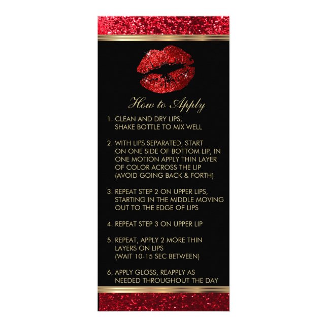 Red Glitter Lip Instructions Reklamkort (Framsidan)