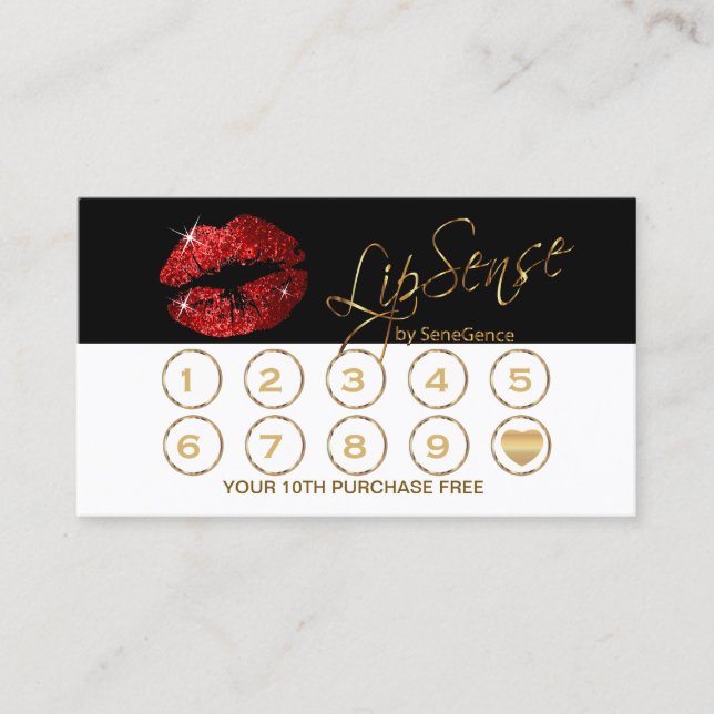 Red Glitter Lip Loyalty Card Lojalitetskort (Framsida)