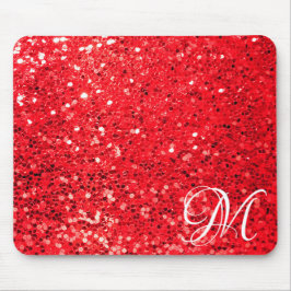 Red Glitter med Personal Monogram Musmatta