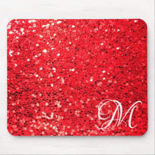 Red Glitter med Personal Monogram Musmatta