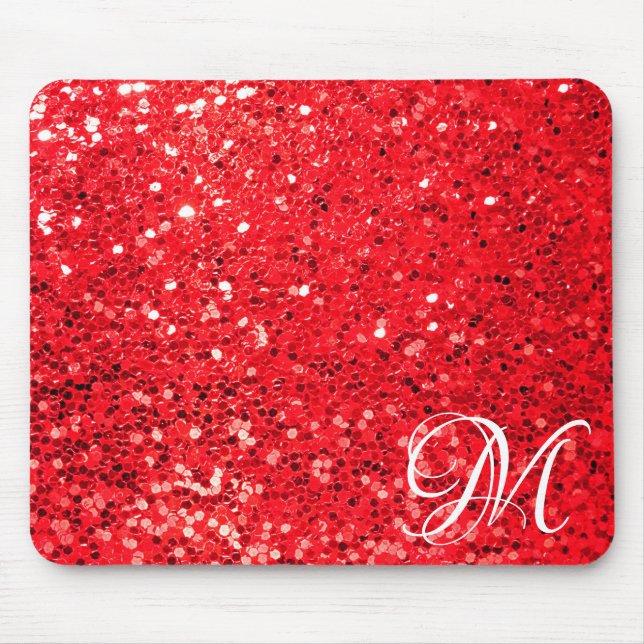 Red Glitter med Personal Monogram Musmatta (Framsidan)