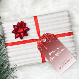Red Glitter Modern Typography Elegant minimalist Presentetikett