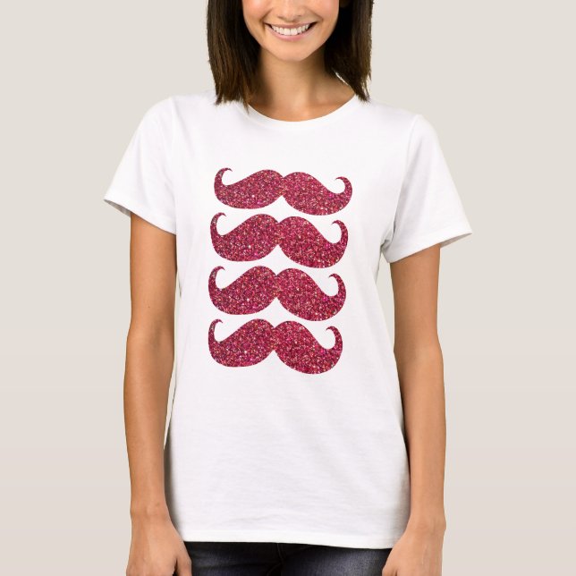 Red Glitter Mustache #2 Tee Shirt (Framsida)