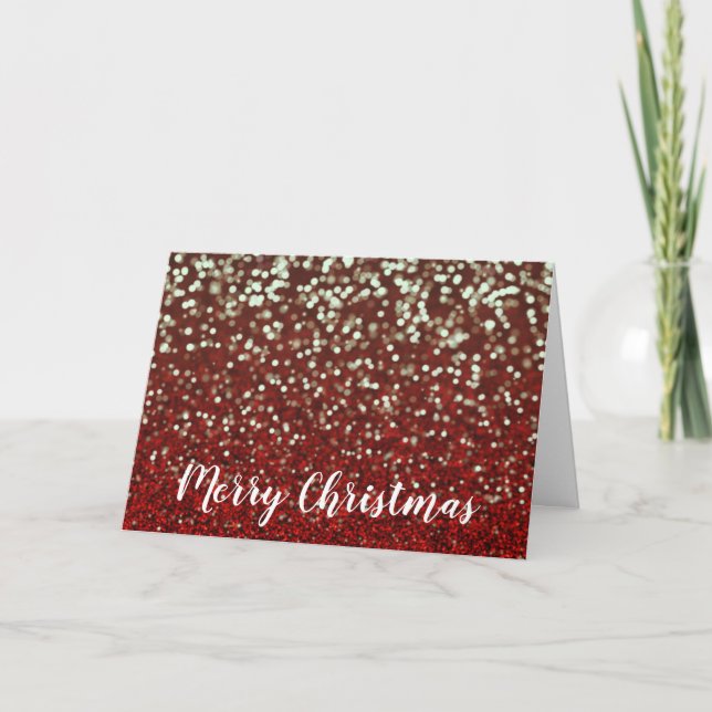 Red Glitter och Bright Ljus-julkort Kort (Framsida)