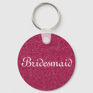 Red Glitter Personlig Bridesmaid Nyckelring