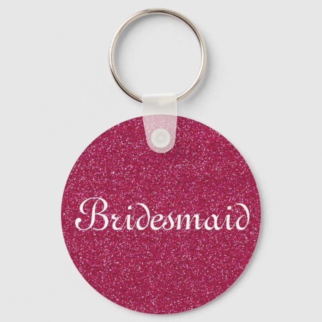 Red Glitter Personlig Bridesmaid Nyckelring (Framsida)