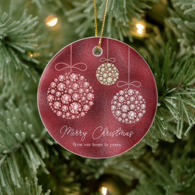 Red Glitter Photo jul Ornament (Träd)