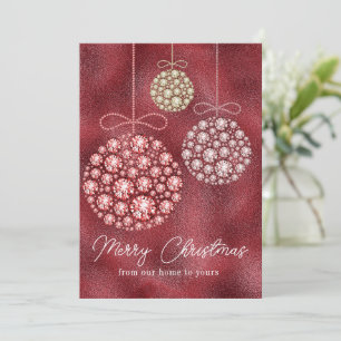 Red Glitter Photo jul Ornament Elegant Julkort