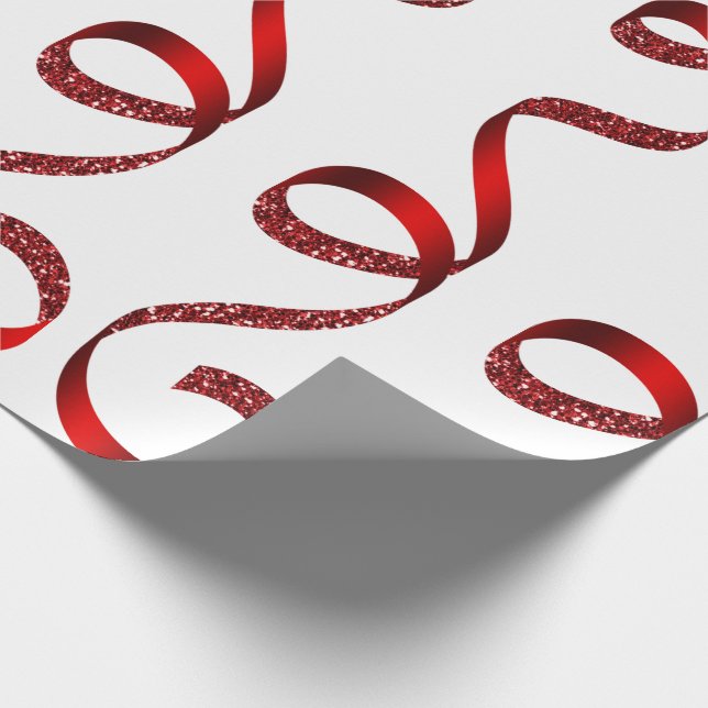 Red Glitter Ribbon jul Julafton Helgdag Wrapping Presentpapper (Hörn)