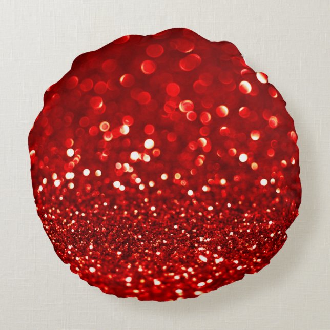 Red Glitter Round Dekorativ kudde (Baksidan)