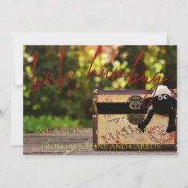 Red Glitter Script Bah Humbug-julfotoport