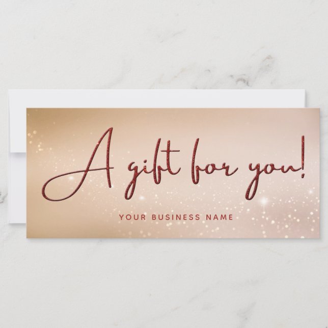 Red Glitter Script Business Gift-certifikat (Framsida)